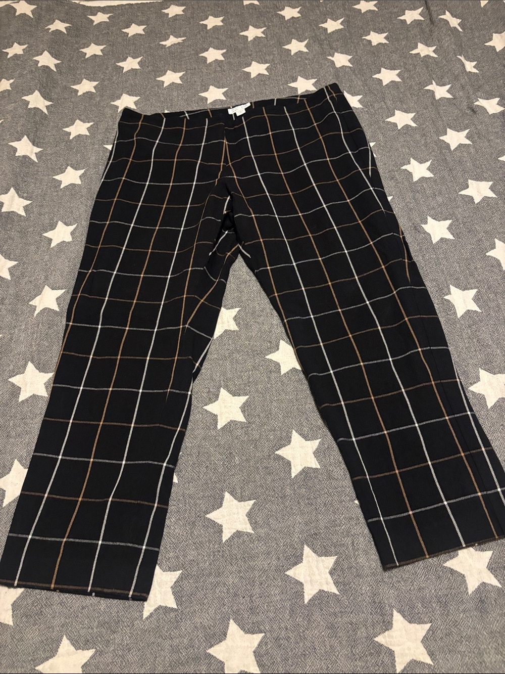 J. Jill Black Windowpane Leggings with White and Brown Grid
